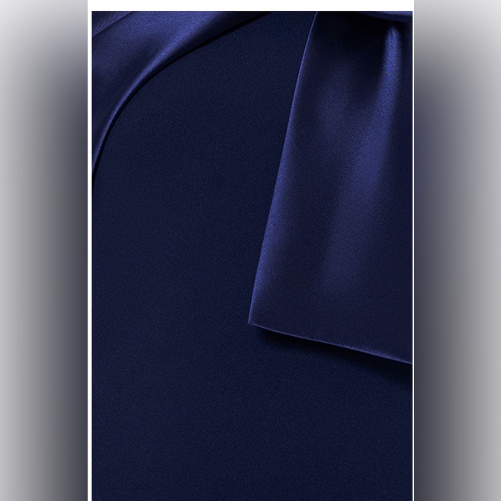 Betsy & Adam One Shoulder Navy Dress - Picture 5 of 7